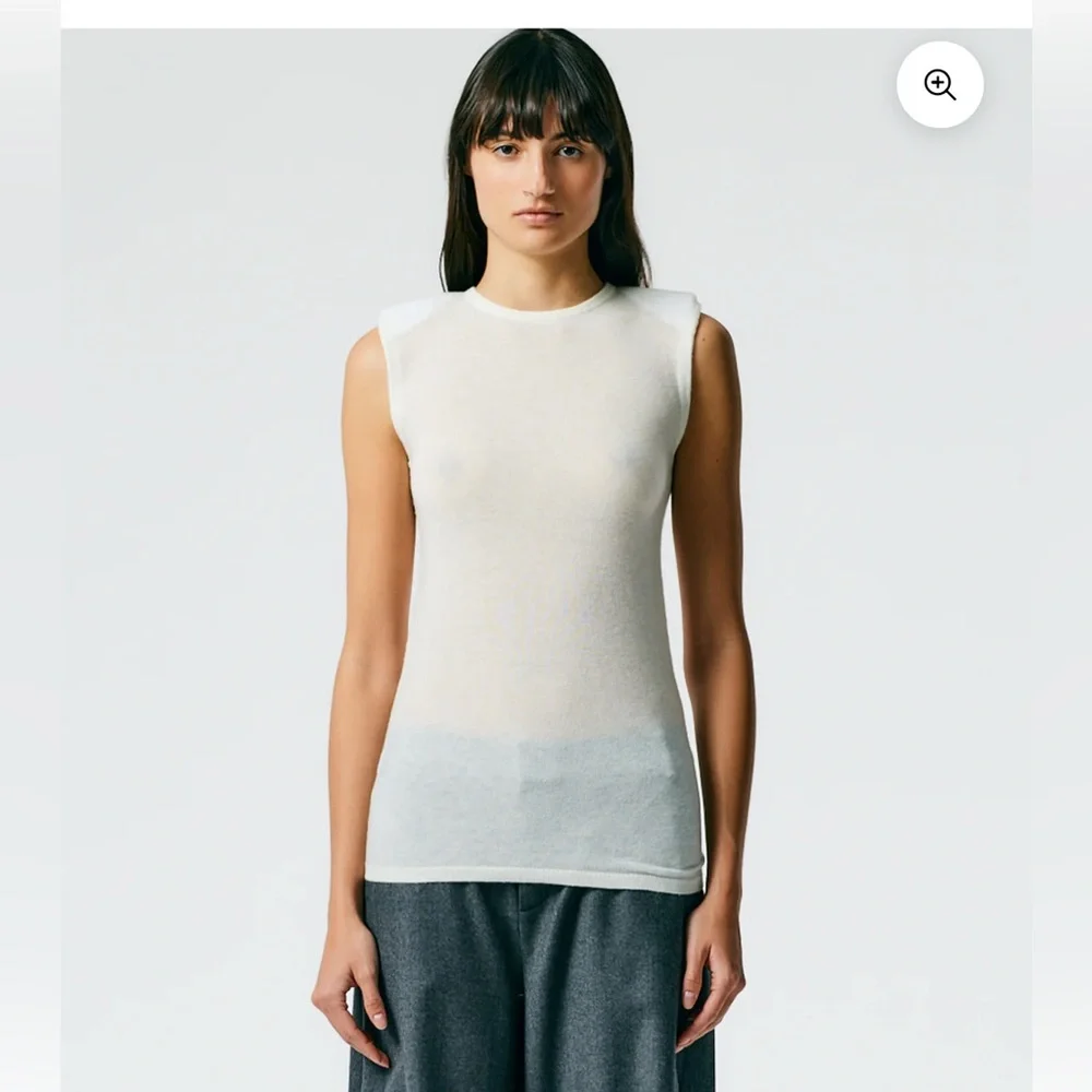 Tibi Mercerized Wool Tube Tank with Shoulder Pads - Picture 1 of 6